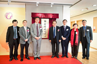 The opening ceremony of the Taiwan Research Centre at CUHK. From left: Prof. Leung Yuen-sang, Dean of Arts, CUHK; Mr. Fredric Mao, Convenor of the Hong Kong-Taiwan Cultural Cooperation Committee; Prof. Joseph J.Y. Sung, Vice-Chancellor of CUHK; Prof. Ambrose King, former Vice-Chancellor and Emeritus Professor of Sociology of CUHK; Prof. Joseph Lee, Vice-President of Taiwan Central University; Prof. Hsiung Ping-chen, Director of the Research Institute for the Humanities, CUHK; and Prof. Desmond Hui, Director
